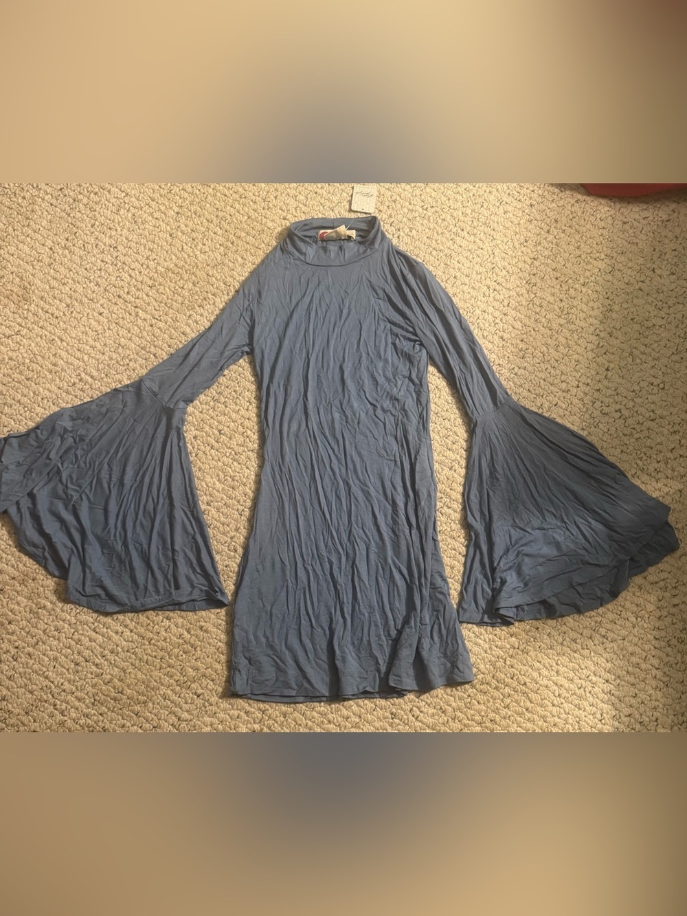 Free People Bell-Sleeve Mock Neck Dress